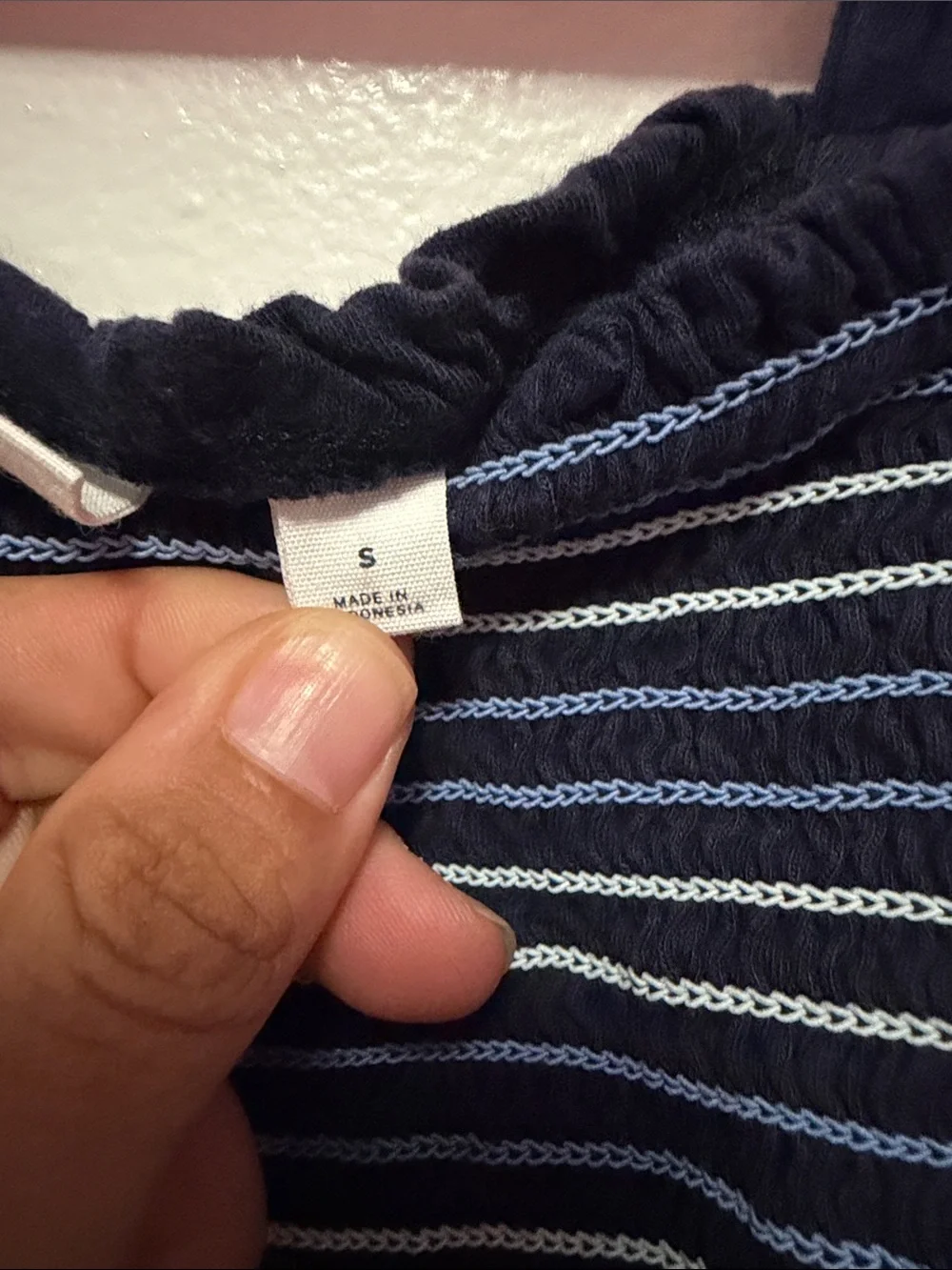 GAP Navy Smocked Striped Tank Top